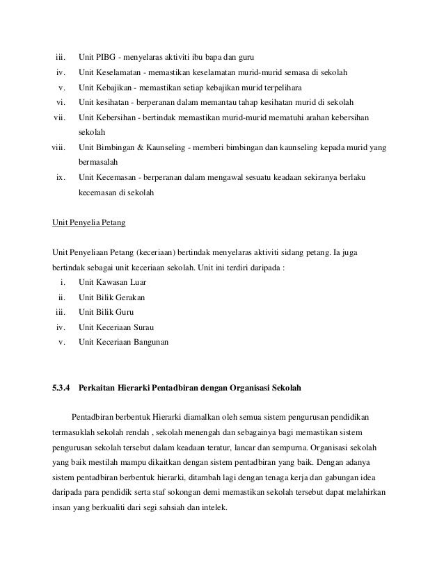 Bentuk Hirarki Pentadbiran Dan Perkaitan Dengan Organisasi Sekolah