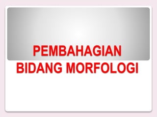 PEMBAHAGIAN
BIDANG MORFOLOGI
 