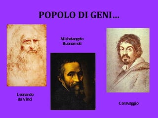 POPOLO DI GENI… Leonardo  da Vinci Caravaggio Michelangelo  Buonarroti 
