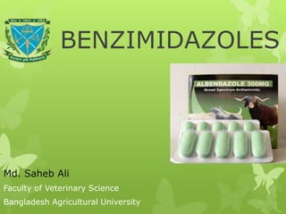 BENZIMIDAZOLES
Md. Saheb Ali
Faculty of Veterinary Science
Bangladesh Agricultural University
 