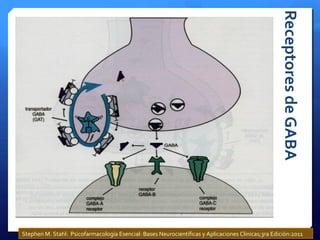 ReceptoresdeGABA
Stephen M. Stahl: Psicofarmacología Esencial: Bases Neurocientíficas y Aplicaciones Clinicas;3ra Edición:2011
 