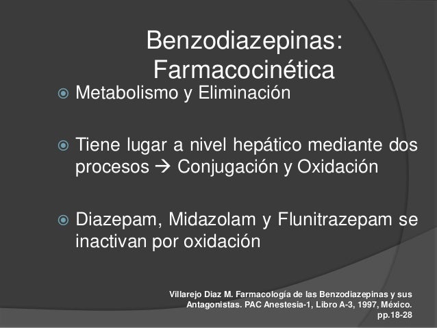 Diazepam metabolismo y eliminacion