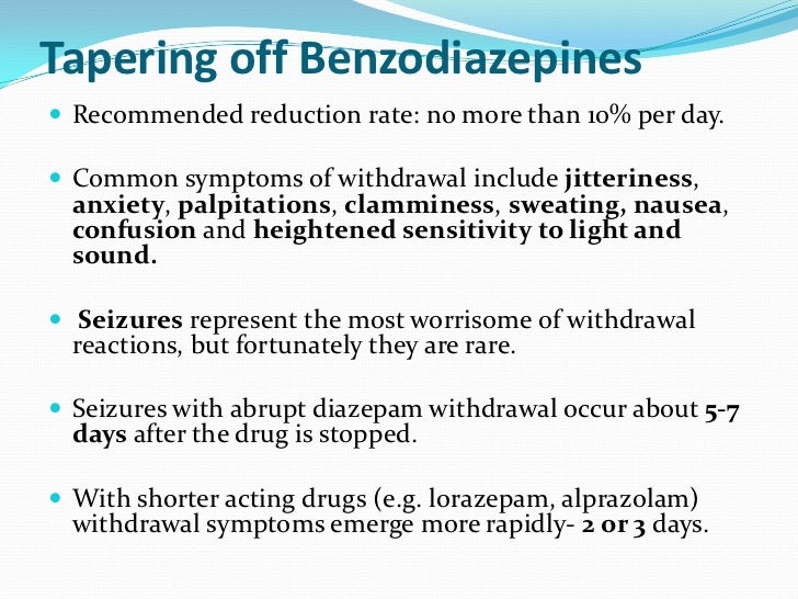 Benzodiazepine Taper Chart