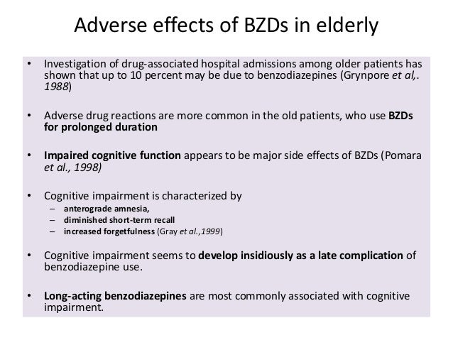 In diazepam elderly of adults effects