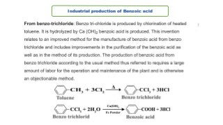 Industrial production of Benzoic acid
 