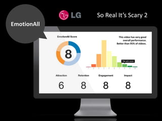 EmotionAll
So Real It’s Scary 2
This video has very good
overall performance.
Better than 95% of videos.
 