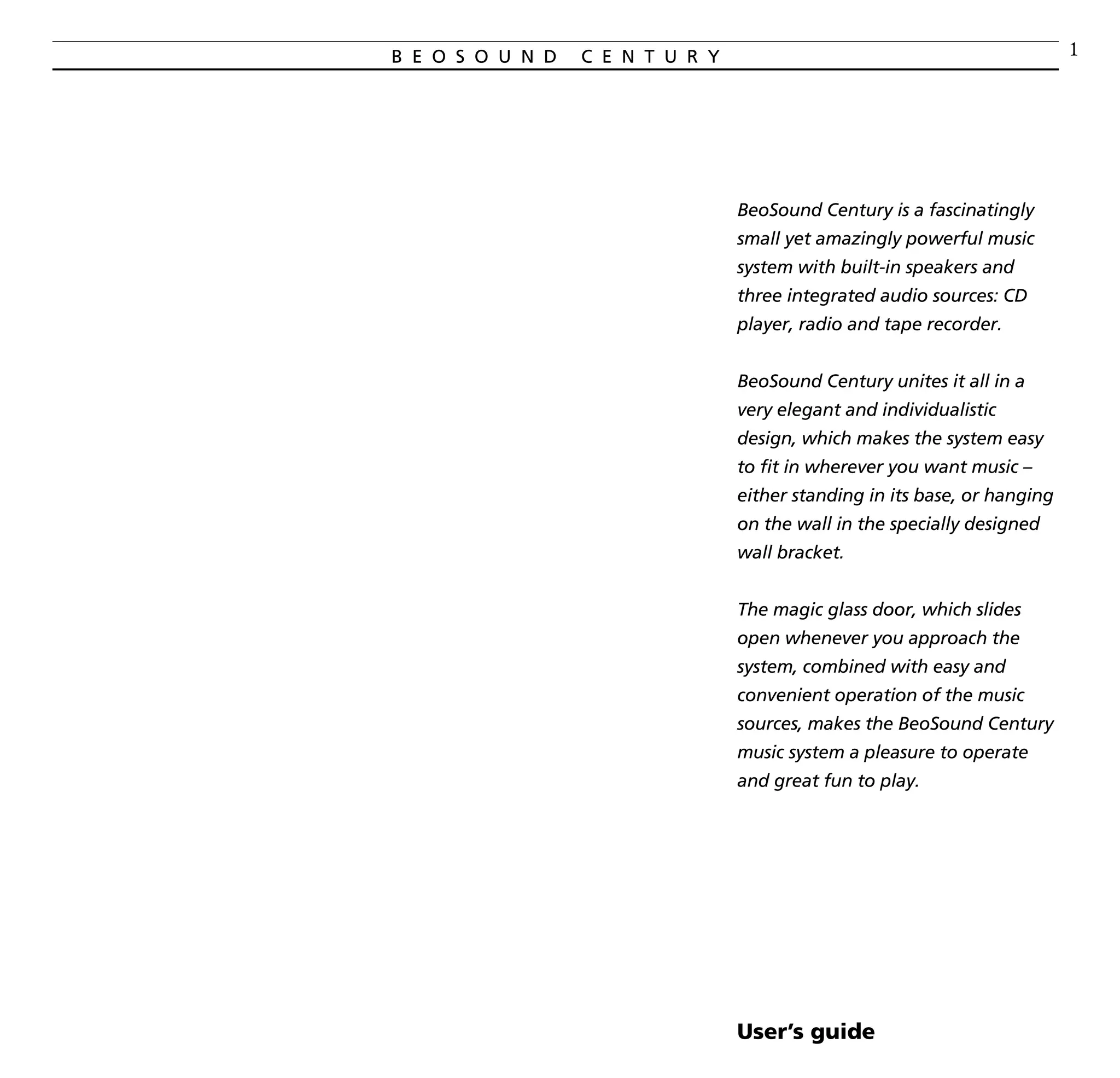 BANG & OLUFSEN Beosound Century 説明書付き BANG-OLUFSEN BEOSOUND CENTURY TYPE 2651 2652 2653 2654 SM Service