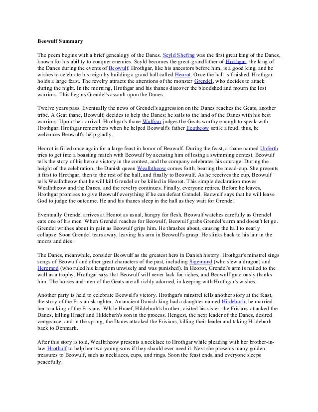 beowulf summary beowulf summary essay