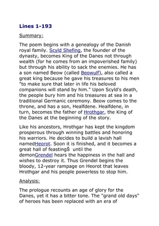 Beowulf summary | PDF