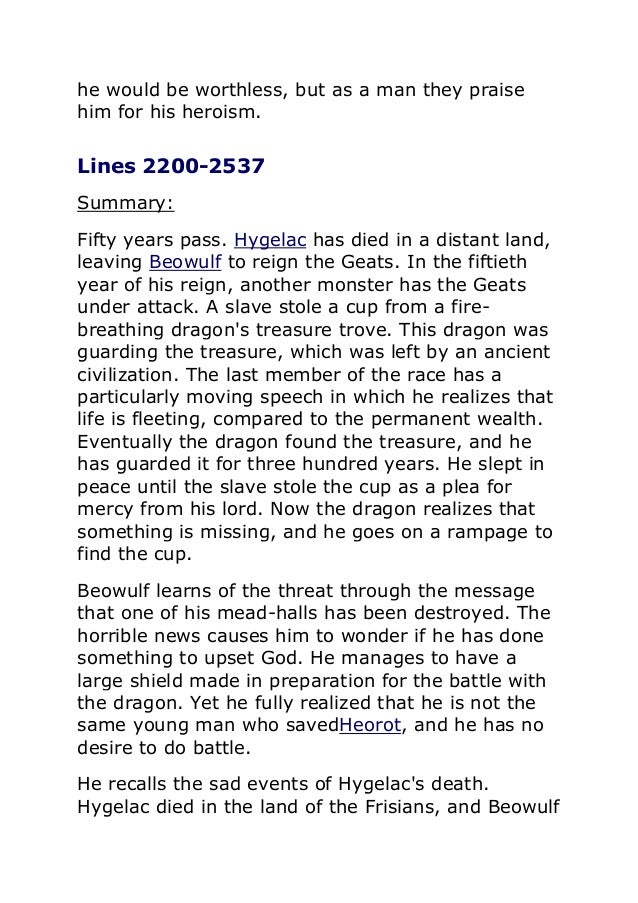 beowulf summary essay