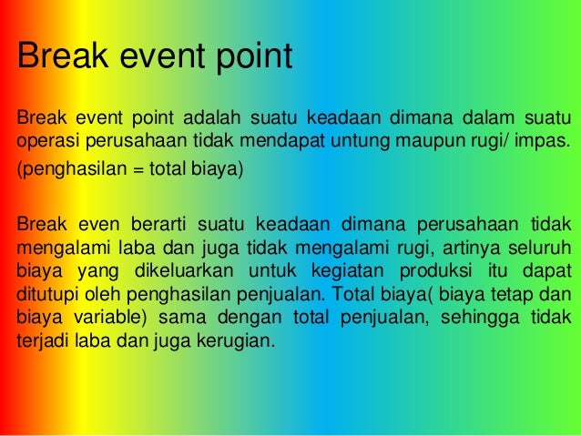 Analisis Break Even Point