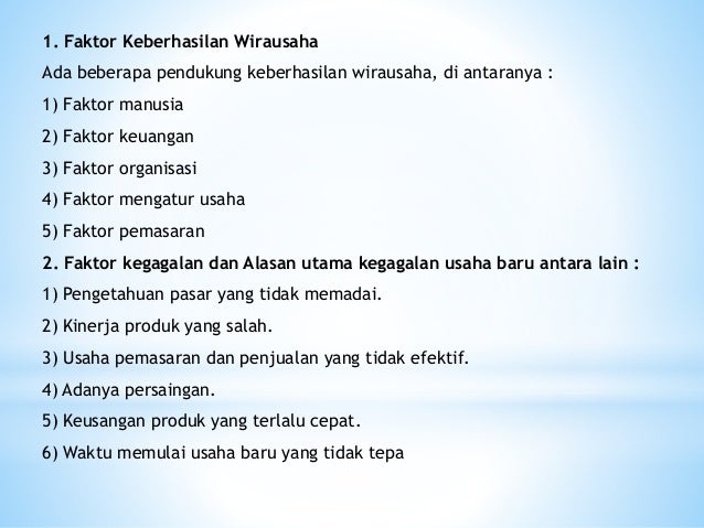 Alasan utama kegagalan usaha baru antara lain