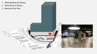 1. Office Building (23 Storey)
2. Retail Shop (5 Storey)
3. Basement Car Park
3
 