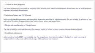 Be project - PRDS (Pressure Reducing And Desuperheater Station) | PDF