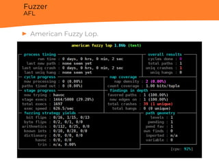 Fuzzer
AFL
▶ American Fuzzy Lop.
 