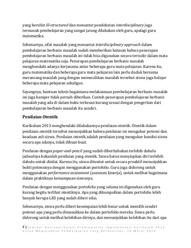 Berbagai permasalahan pembelajaran matematika dalam kurikulum 2013