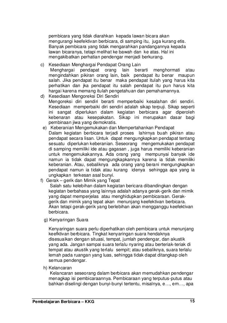 Pembelajaran Berbicara