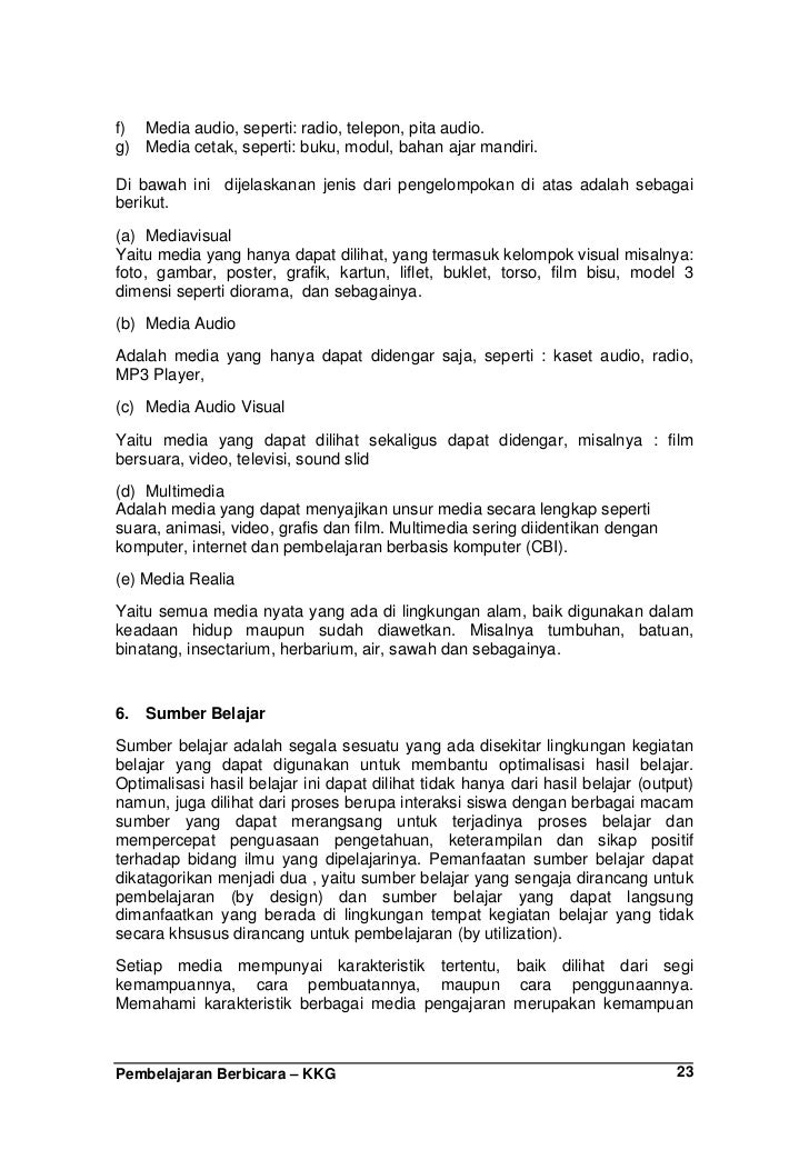 Pembelajaran Berbicara