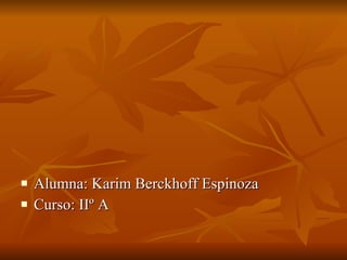 Alumna: Karim Berckhoff Espinoza  Curso: IIº A  