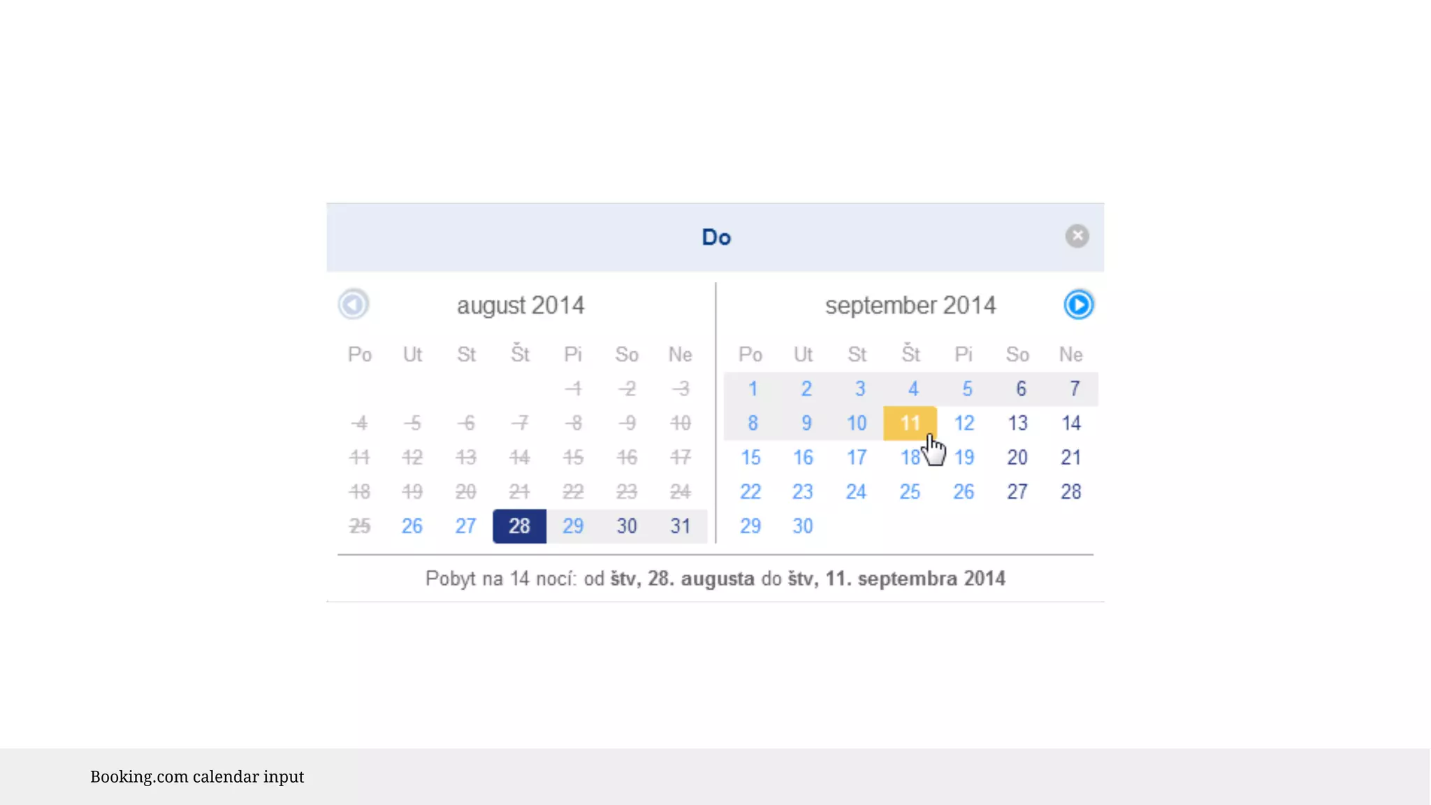 Booking.com calendar input 
 