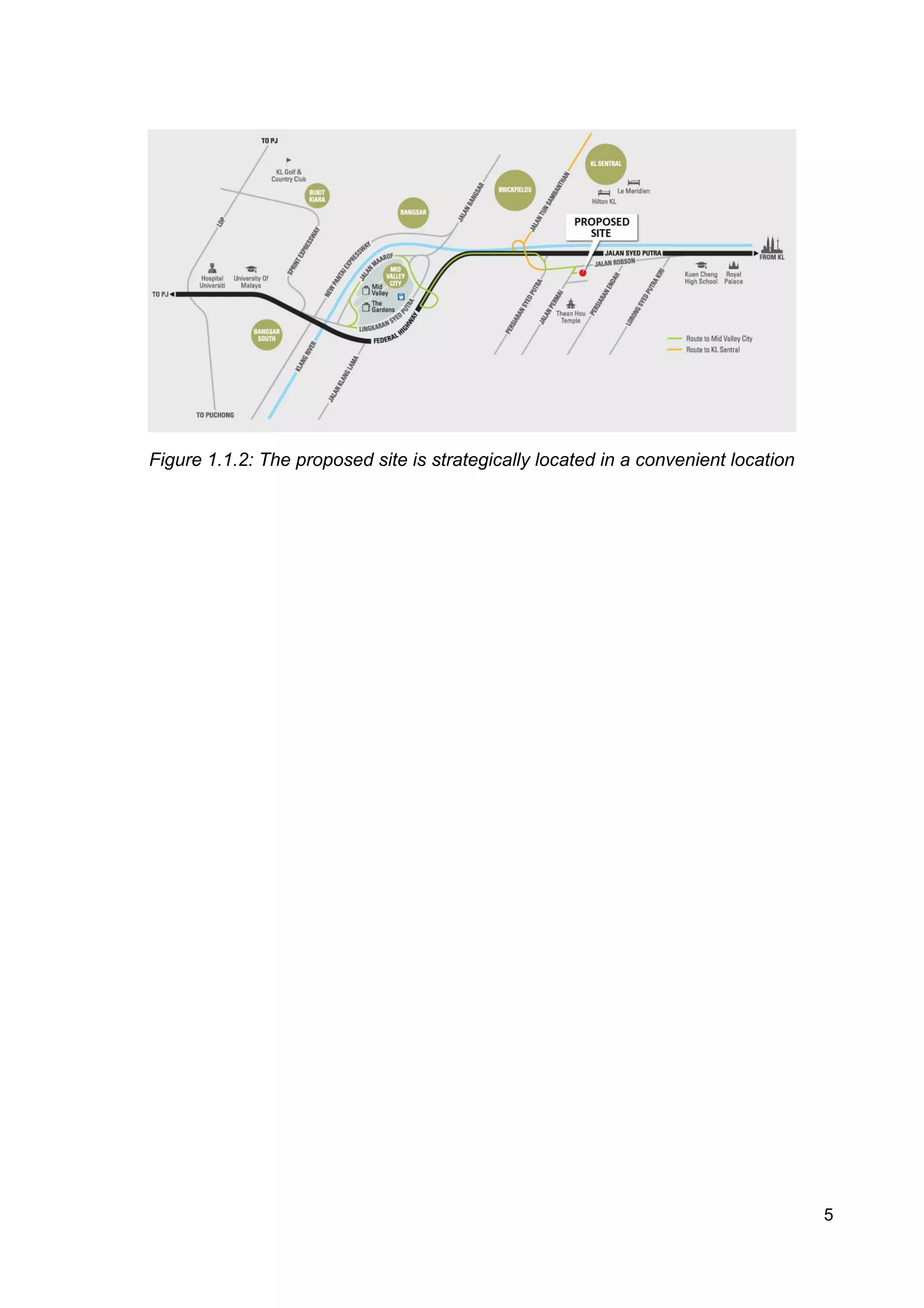 Figure 1.1.2: The proposed site is strategically located in a convenient location
5
 