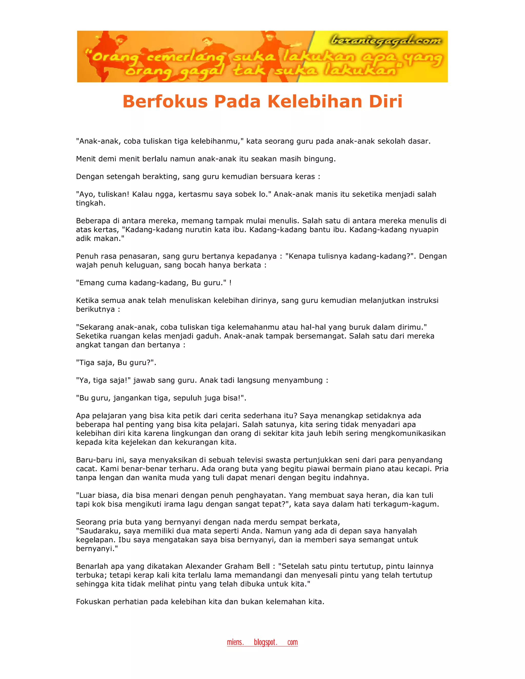 Berfokus pada kelebihan diri | PPT