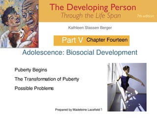 Part V Adolescence: Biosocial Development Chapter Fourteen Puberty Begins The Transformation of Puberty Possible Problems 
