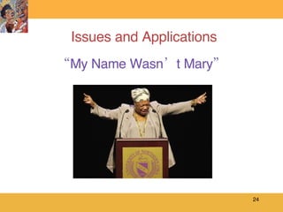 Issues and Applications “ My Name Wasn’t Mary” 