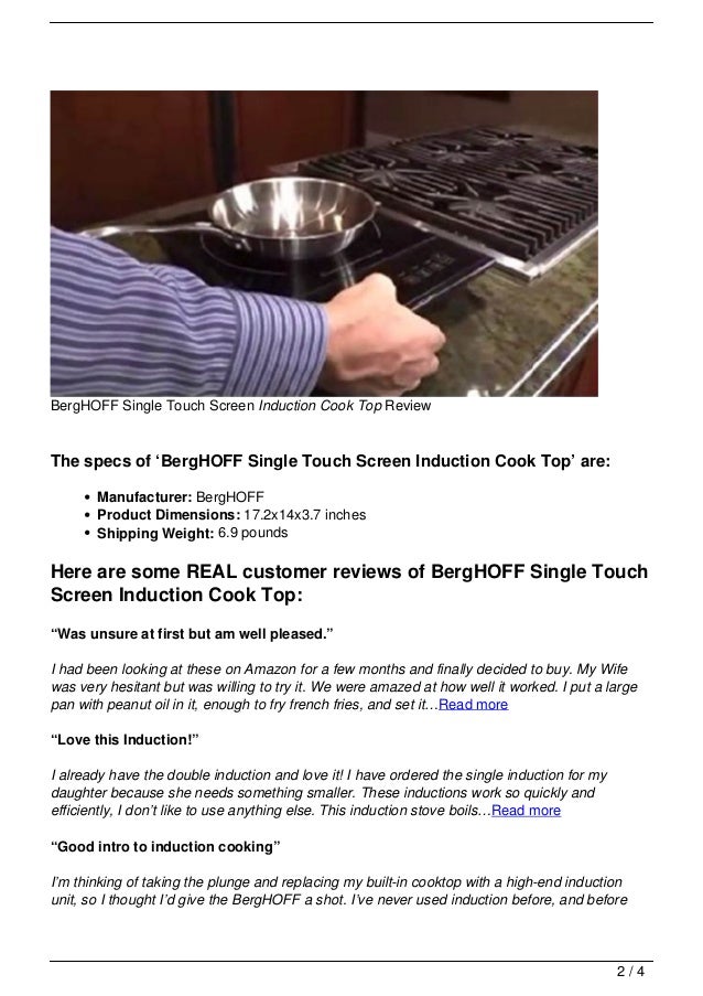 Berghoff Single Touch Screen Induction Cook Top Review