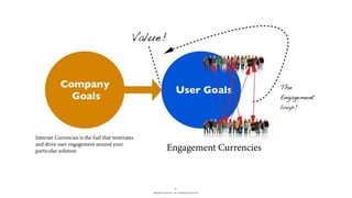 BERGHS SCHOOL OF COMMUNICATION
17
Engagement Currencies
Internet Currencies is the fuel that motivates
and drive user engagement around your
particular solution
 