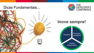 Globalcode – Open4education
Inove sempre!
Questões
Processos
Arquitetura
Projetos
Estruturantes
Dicas Fundamentais...
 