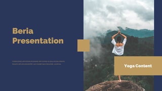 Collaboratively administrate empowered with markets via plug and play networks.
Dynamic with procrastinate B2C user installed base interactively coordinate.
Beria
Presentation
Yoga Content
 