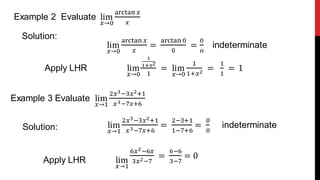 Differential Calculus Lecture on L'Hôpital's Rule | PDF