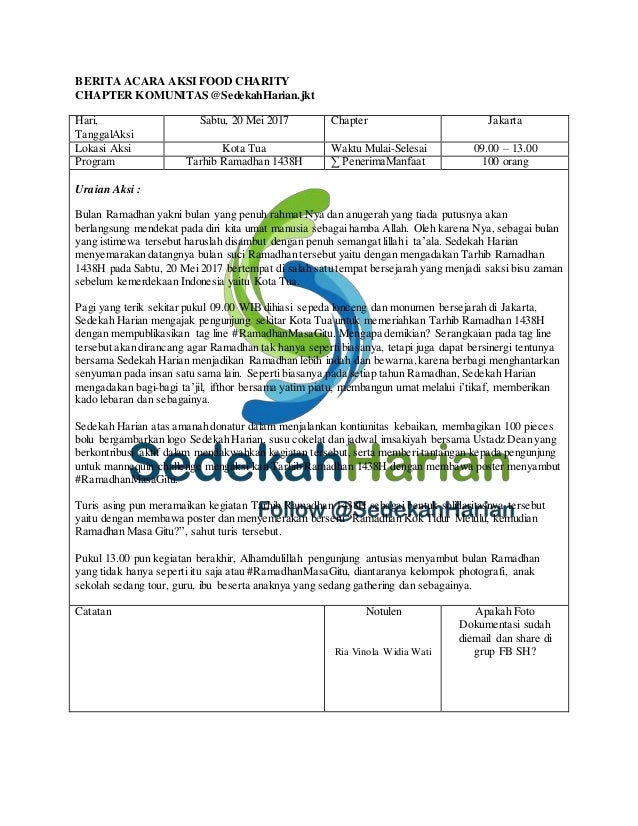 Berita Acara Aksi Tarhib Ramadhan 1438H