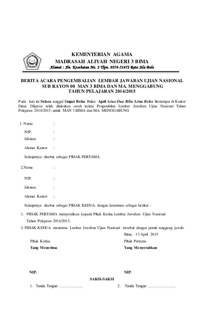 Berita Acara Pengembalian Ljk