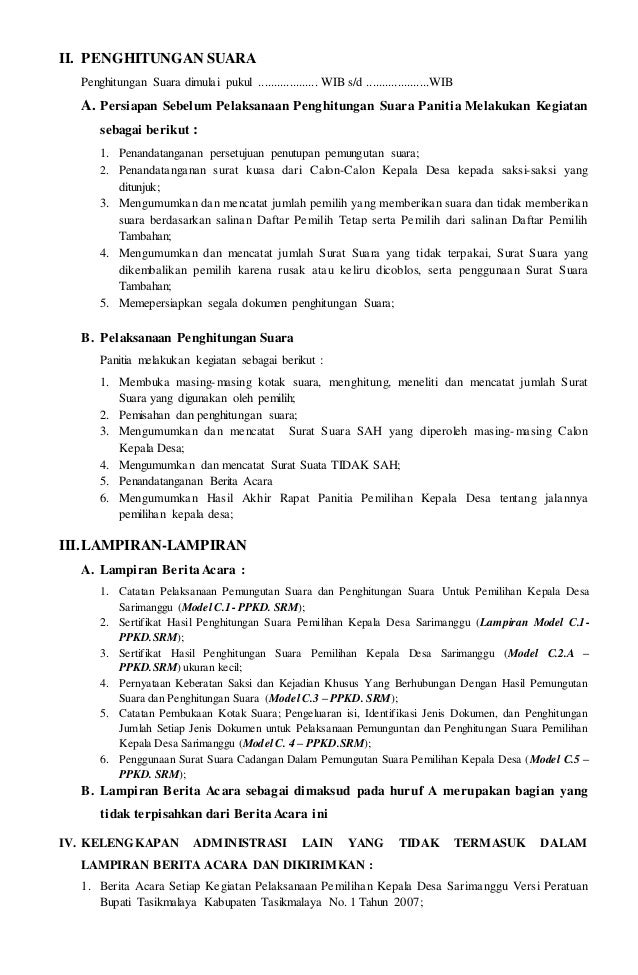 Contoh Berita Acara Pilkades