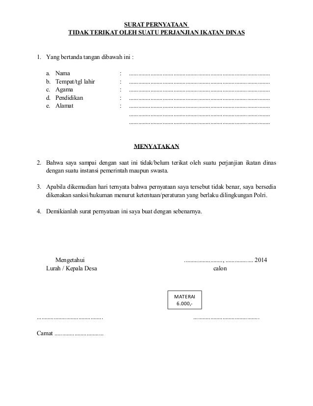 Contoh Surat Pernyataan Sanggup Mentaati Perjanjian Ikatan Contoh Surat Pernyataan Sanggup Mentaati Perjanjian Ikatan