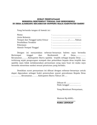 Berkas persyaratan menjadi calon kepala desa