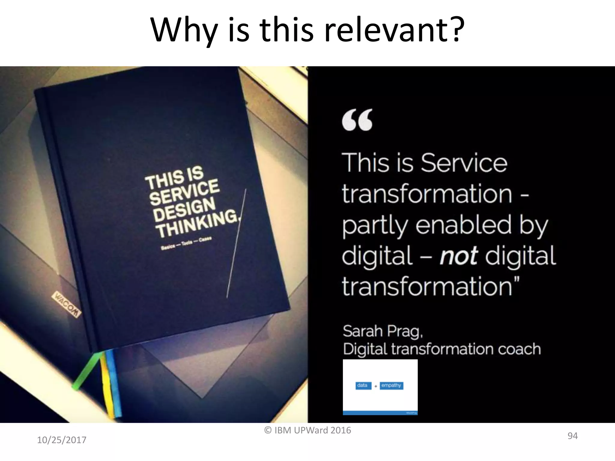 10/25/2017
© IBM UPWard 2016
94
Why is this relevant?
 