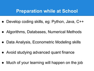 Berkeley Financial Engineering - Guidance on Careers in Quantitative ...