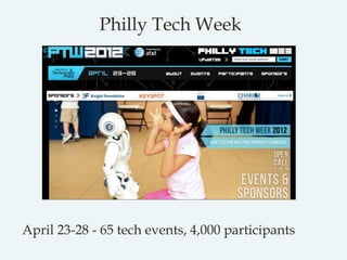 April 23-28 - 65 tech events, 4,000 participants
Philly Tech Week
 