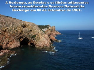 A Berlenga, as Estelas e os ilhéus adjacentes
  foram consideradas Reserva Natural da
   Berlenga em 03 de Setembro de 1981.
 