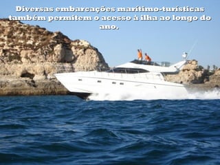 Diversas embarcações marítimo-turísticas
também permitem o acesso à ilha ao longo do
                   ano.
 