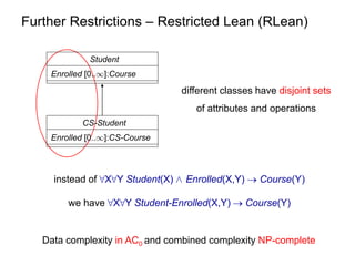Further Restrictions – Restricted Lean (RLean)
different classes have disjoint sets
of attributes and operations
instead o...
