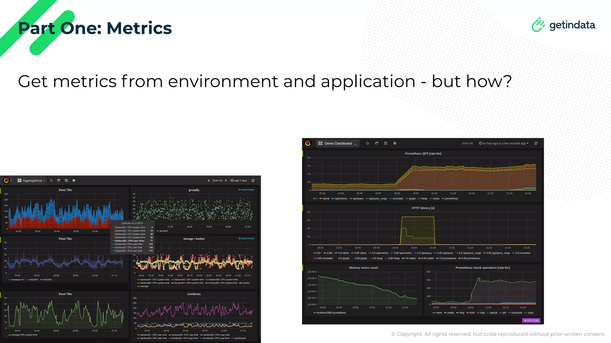 © Copyright. All rights reserved. Not to be reproduced without prior written consent. Part One: Metrics Get metrics from environment and application - but how? 