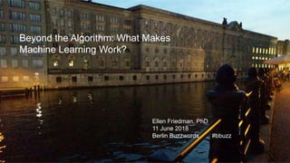 © 2018 Ellen Friedman 11
Beyond the Algorithm: What Makes
Machine Learning Work?
Ellen Friedman, PhD
11 June 2018
Berlin Buzzwords #bbuzz
 