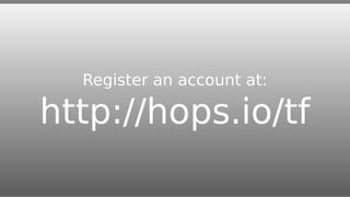Register an account at:
http://hops.io/tf
 