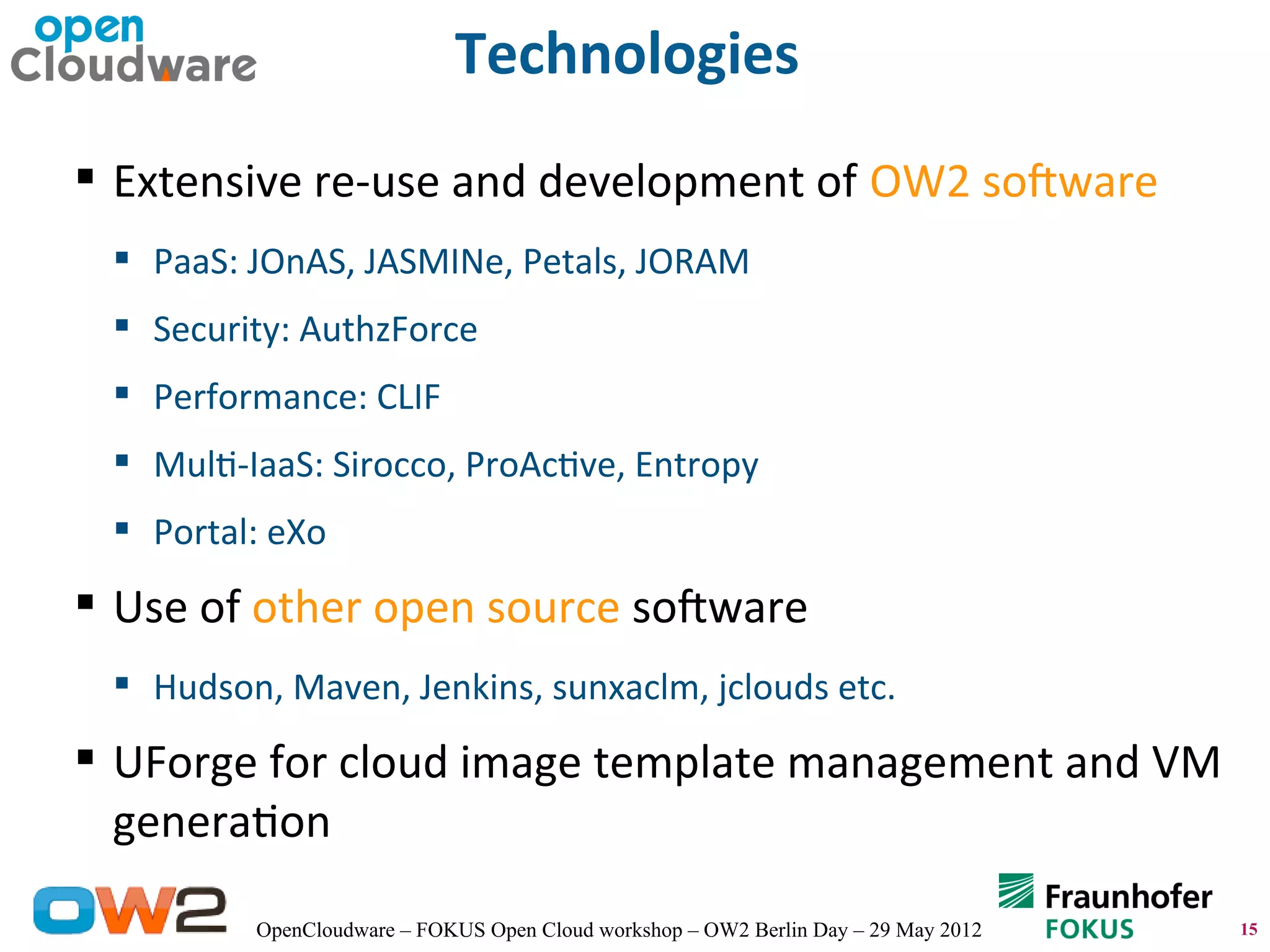 Opencloudware the cloud application lifecycle management platform ppt