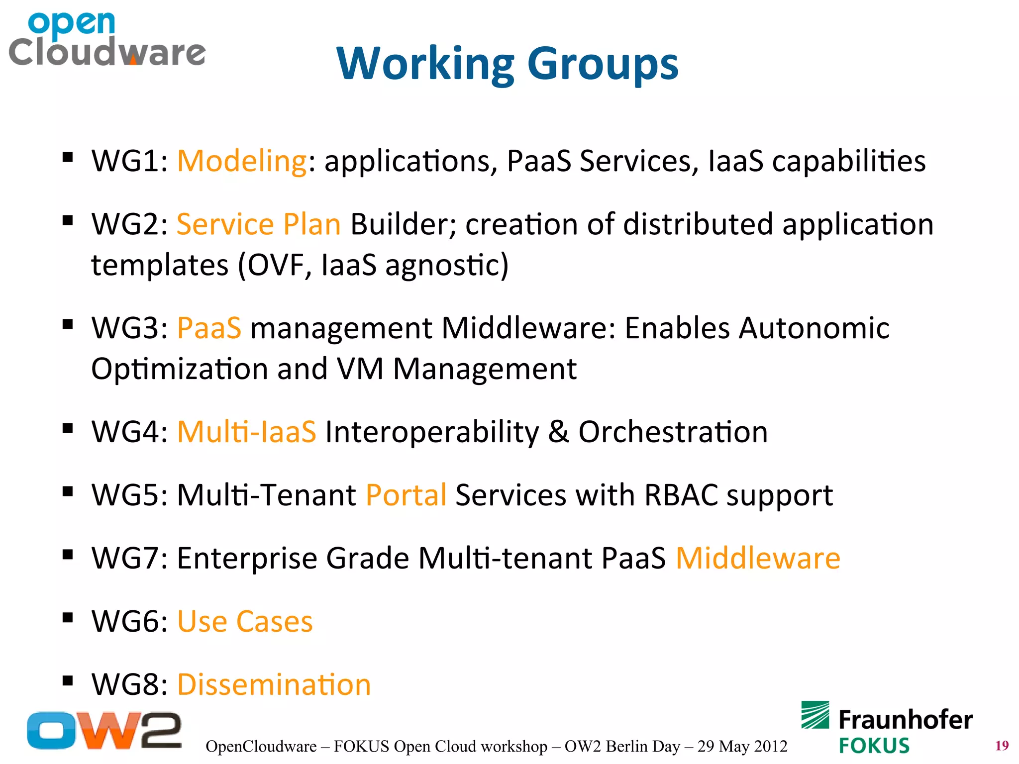 Opencloudware the cloud application lifecycle management platform ppt