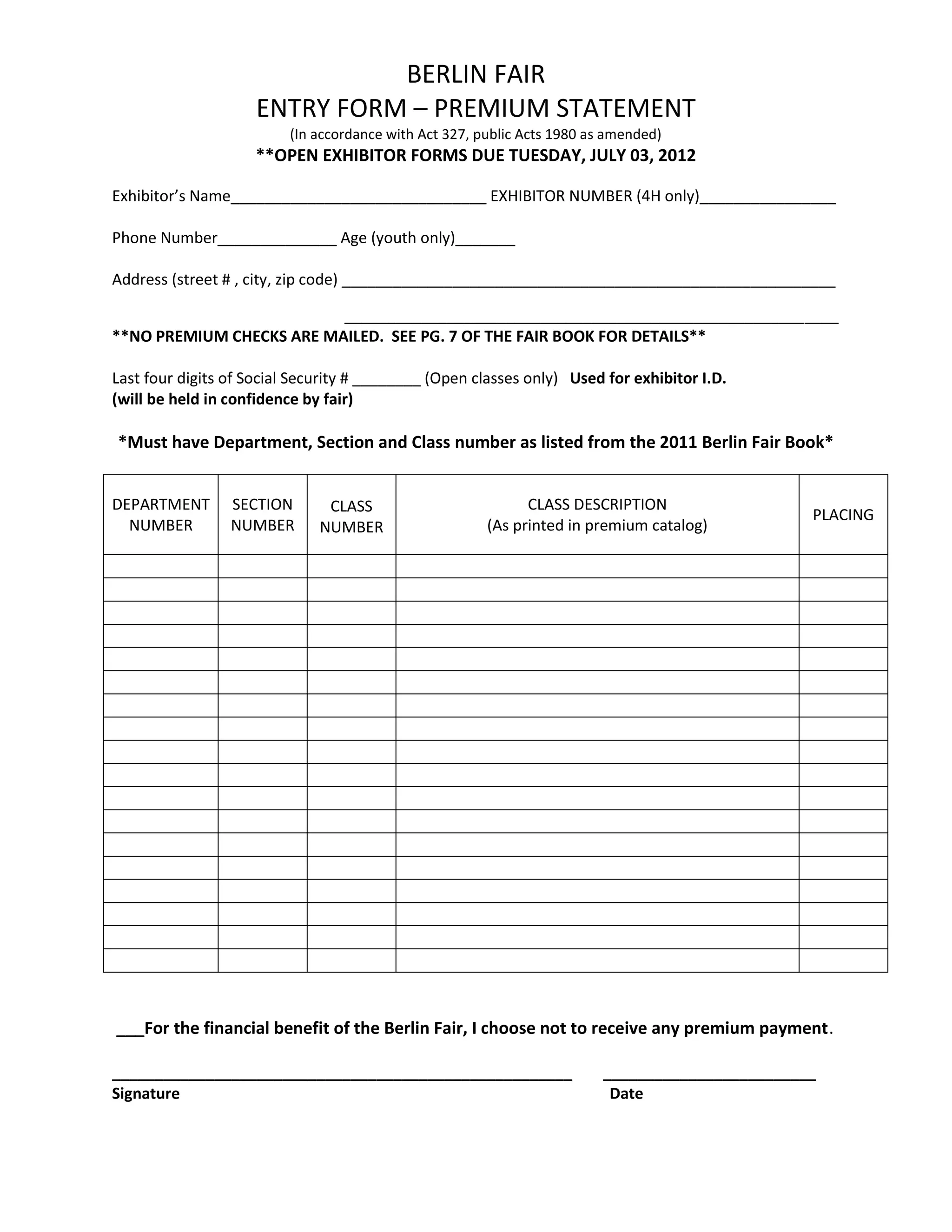 Berlin Fair Premium Sheet | PDF